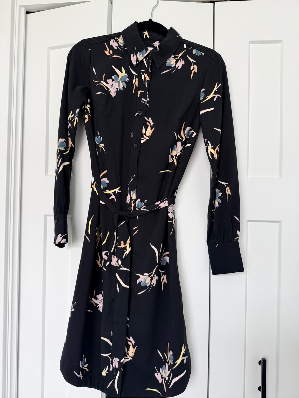 A New Day Black Floral Print dress with belt